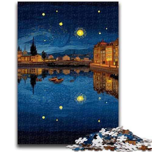 Puzzle für Jugendliche 1000 Teile Nachthimmel Stadt Stadtbild Lernspiele Lernspiel für Geburtstag, Weihnachten für und Alter 14 50X75CM von ZKYUBEK