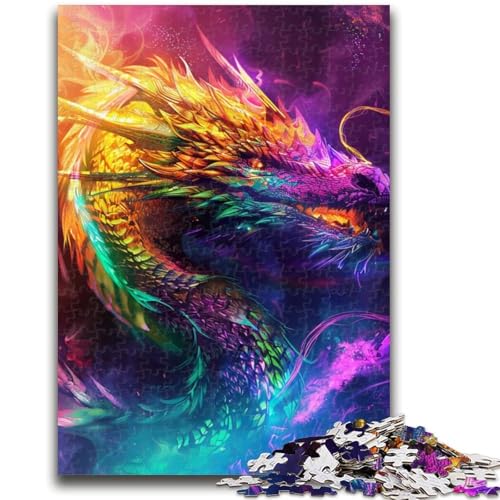 Puzzle für Jugendliche 1000 Teile Regenbogendrache Lernspiele Lernspiel für Geburtstag, Weihnachten für und ab 14 Jahren 50X75CM von ZKYUBEK