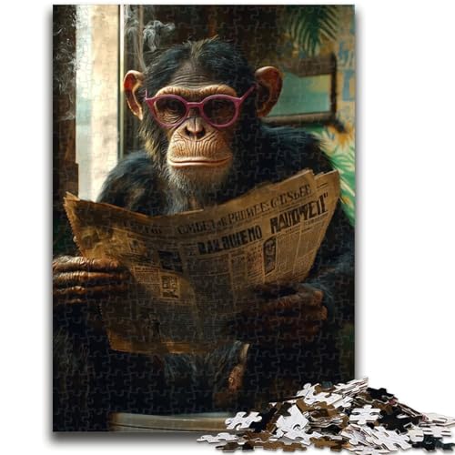 Puzzle für Jugendliche 1000 Teile Schimpanse liest eine Zeitung Lernspiele Lernspiel für Geburtstag, Weihnachten für und Alter 14 50X75CM von ZKYUBEK