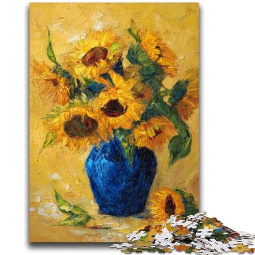 Puzzle für Jugendliche 1000 Teile Sonnenblumen in Einer Vase Lernspiele Lernspiel für Geburtstag, Weihnachten für und ab 14 Jahren 50X75CM von ZKYUBEK