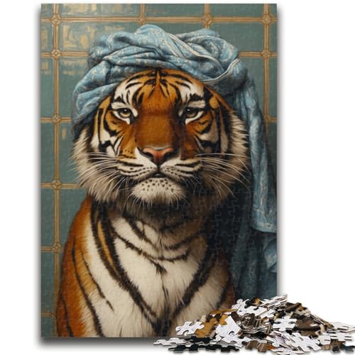 Puzzle für Jugendliche 1000 Teile Tiger im Badezimmer Lernspiele Lernspiel für Geburtstag, Weihnachten für und ab 14 Jahren 50X75CM von ZKYUBEK