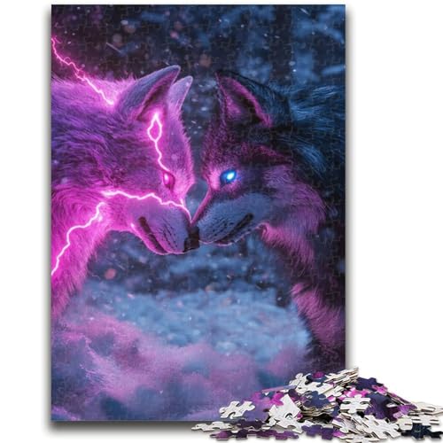 Puzzle für Jugendliche 1000 Teile Zwei Wölfe Lernspiele Lernspiel für Geburtstag, Weihnachten für und ab 14 Jahren 50X75CM von ZKYUBEK