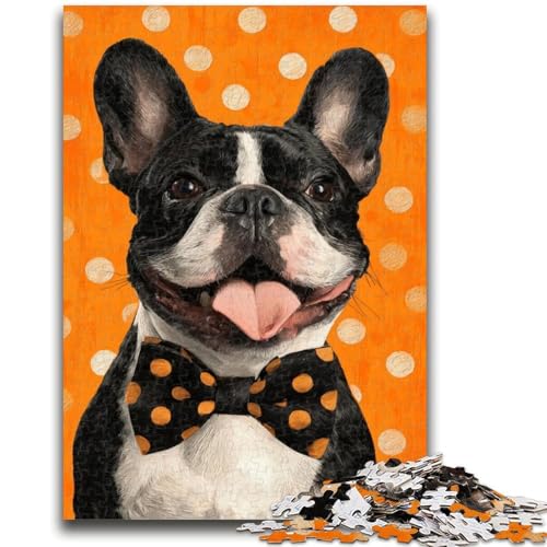 Puzzle für Teenager, 1000 Puzzles, Bulldogge mit Fliege, Dekomprimierendes intellektuelles Lernspielzeug, Geburtstagsgeschenk, 26x38cm Puzzle für Teenager, 1000 Puzzles, Bulldogge mit Fliege, Dekomprimierendes intellektuelles Lernspielzeug, Geburtstagsgeschenk, 26x38cm von ZKYUBEK