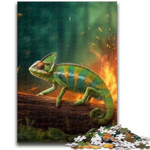 Puzzle für Teenager, 1000 Puzzles, Chamäleon im Wald, Dekomprimierendes intellektuelles Lernspielzeug, Geburtstagsgeschenk, 26x38cm von ZKYUBEK
