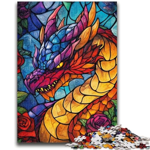 Puzzle für Teenager, 1000 Teile, Buntglas-Drache, Quizspiel, Wanddekoration, einzigartige Geburtstags, 26x38cm Puzzle für Teenager, 1000 Teile, Buntglas-Drache, Quizspiel, Wanddekoration, einzigartige Geburtstags, 26x38cm von ZKYUBEK