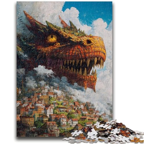 Puzzle für Teenager, 1000 Teile, Fantasy-Drache, Spielzeug, intellektuelles Spiel, stärkt die Liebe zwischen Paaren, für Kinder ab 14 Jahren, 50x75cm von ZKYUBEK
