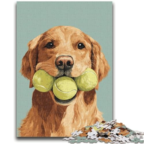 Puzzle für Teenager, 1000 Teile, Golden Retriever spielt Tennis, Spielzeug, Lernspiele, Stressabbau, tolle Geschenke und Spielzeuge, 26x38cm von ZKYUBEK