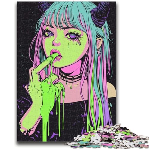 Puzzle für Teenager, 1000 Teile, Neon-Anime-Mädchen, Spielzeug, intellektuelles Spiel, stärkt die Liebe zwischen Paaren, für Kinder ab 14 Jahren, 50x75cm von ZKYUBEK
