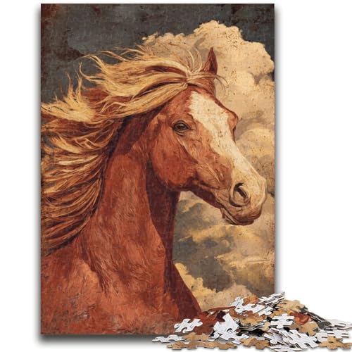 Puzzle für Teenager, 1000 Teile, Pferdekunst, Staycation, Zeitvertreib mit vollständig ineinandergreifenden, zufällig geformten Teilen, 26x38cm von ZKYUBEK