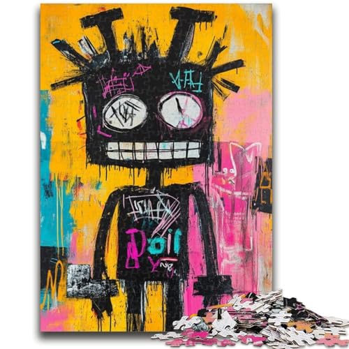 Puzzle für Teenager, 1000 Teile, Roboter im Basquiat-Stil, anspruchsvoll und schwierig mit vollständig ineinandergreifenden, zufällig geformten Teilen, 50x75cm von ZKYUBEK