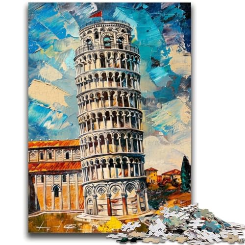 Puzzle für Teenager, 1000 Teile, Schiefer Turm von Pisa, Spielzeug, Denkspiel, stärkt die Liebe zwischen Paaren, für Kinder ab 14 Jahren, 26x38cm von ZKYUBEK