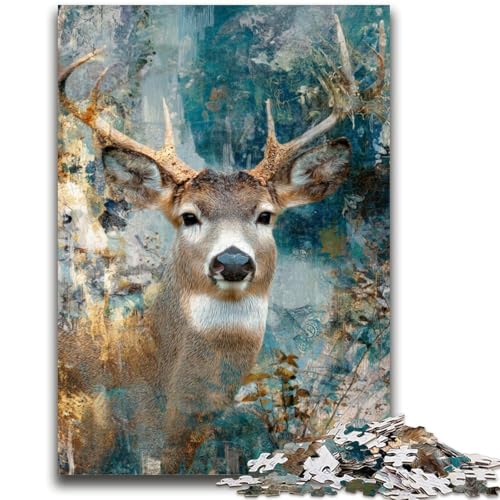 Puzzle für Teenager, 1000 Teile, Schwarzer Goldener Hirsch, Spielzeug, Denkspiel, stärkt die Liebe zwischen Paaren, für Kinder ab 14 Jahren, 50x75cm von ZKYUBEK