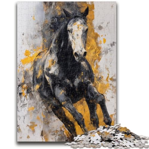 Puzzle für Teenager, 1000 Teile, Schwarzes Goldenes Pferd, Quizspiel, Wanddekoration, einzigartige Geburtstags, 26x38cm Puzzle für Teenager, 1000 Teile, Schwarzes Goldenes Pferd, Quizspiel, Wanddekoration, einzigartige Geburtstags, 26x38cm von ZKYUBEK