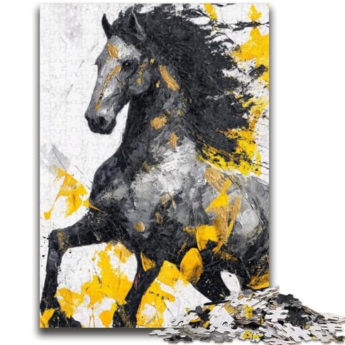 Puzzle für Teenager, 1000 Teile, Schwarzes Goldenes Pferd, Spielzeug, Denkspiel, stärkt die Liebe zwischen Paaren, für Kinder ab 14 Jahren, 26x38cm von ZKYUBEK