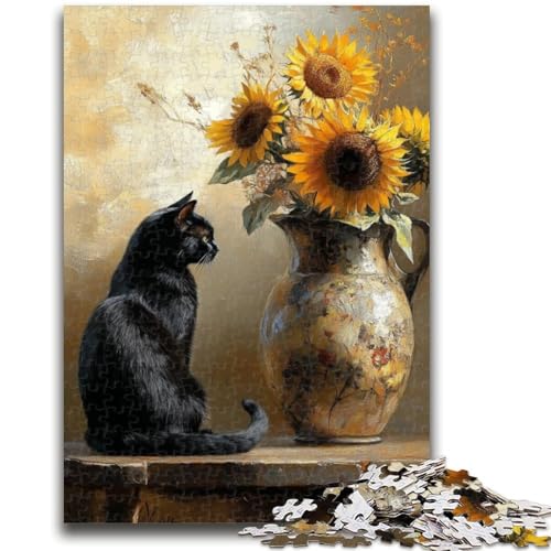 Puzzle für Teenager, 1000 Teile, Sonnenblume und Schwarze Katze, Quizspiel, Wanddekoration, einzigartige Geburtstags, 26x38cm Puzzle für Teenager, 1000 Teile, Sonnenblume und Schwarze Katze, Quizspiel, Wanddekoration, einzigartige Geburtstags, 26x38cm von ZKYUBEK