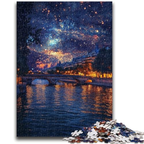 Puzzle für Teenager, 1000 Teile, Sternennacht über der Seine, für und ab 14 Jahren, pädagogisches Lernspielzeug, Familienspiele, Geburtstagsgeschenk, 50x75cm von ZKYUBEK
