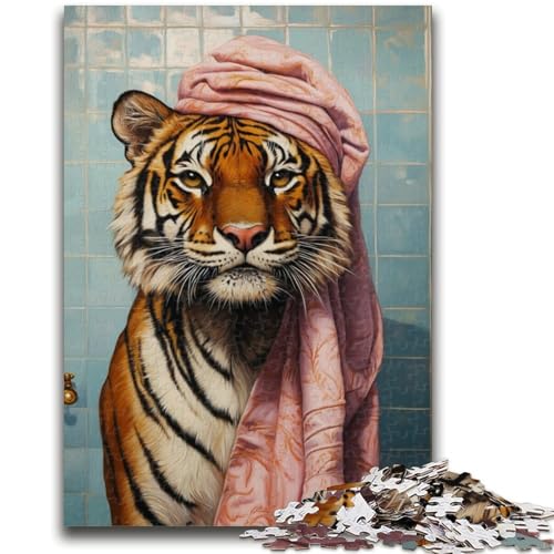 Puzzle für Teenager, 1000 Teile, Tiger im Badezimmer, Spielzeug, Lernspiele, Stressabbau, tolle Geschenke und Spielzeuge, 50x75cm Puzzle für Teenager, 1000 Teile, Tiger im Badezimmer, Spielzeug, Lernspiele, Stressabbau, tolle Geschenke und Spielzeuge, 50x75cm von ZKYUBEK