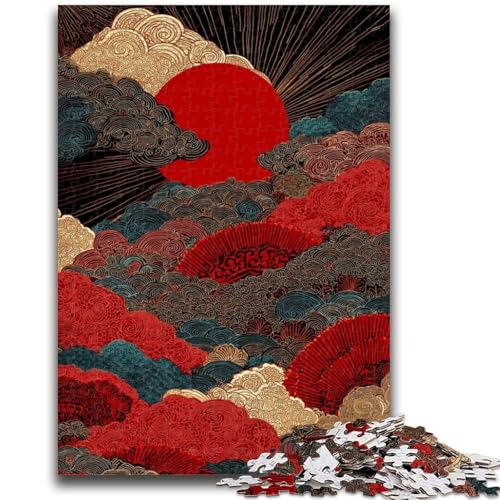 Puzzle für Teenager, 1000 Teile, Wellen im japanischen Stil, Lernpuzzle, ganze Familie, 26x38cm von ZKYUBEK
