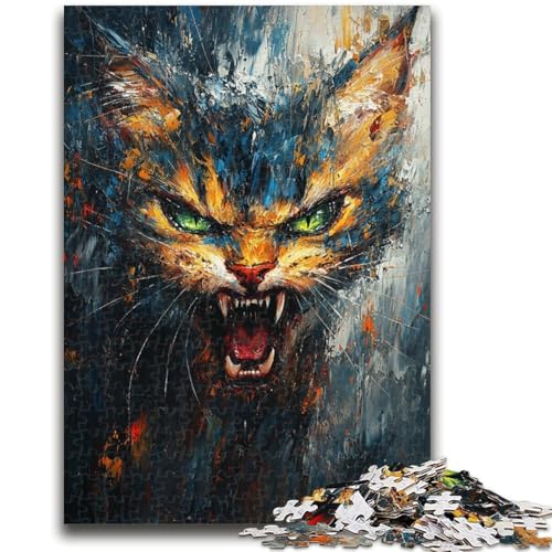 Puzzle für Teenager, 1000 Teile, Wütende Katze, Spielzeug, Denkspiel, stärkt die Liebe zwischen Paaren, für Kinder ab 14 Jahren, 50x75cm von ZKYUBEK