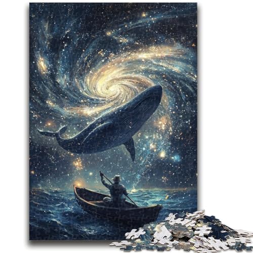 Puzzle für Teenager, 1000 Wale im Weltraum, Familienunterhaltungsspielzeug mit passendem Poster und Quizblatt, 50x75cm von ZKYUBEK