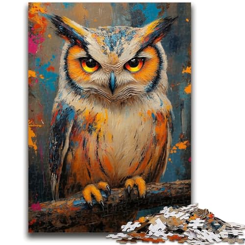 Puzzle für Teenager, 1000 geheimnisvolle Eulen, Familienunterhaltungsspielzeug mit passendem Poster und Quizblatt, 50x75cm von ZKYUBEK