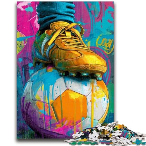 Puzzle für Teenager, Fußball-Ölgemälde, Familienunterhaltungsspielzeug, Lernspiel für Geburtstag, Weihnachten, für Kinder ab 14 Jahren, 26x38cm von ZKYUBEK
