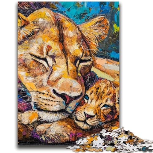 Puzzle für Teenager, Löwe und Jungtier, Familienunterhaltungsspielzeug, Lernspiel für Geburtstag, Weihnachten, für Kinder ab 14 Jahren, 50x75cm von ZKYUBEK