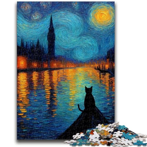 Puzzle für Teenager, Nachthimmel-Katze, Familienunterhaltungsspielzeug, Lernspiel für Geburtstag, Weihnachten, für Kinder ab 14 Jahren, 50x75cm Puzzle für Teenager, Nachthimmel-Katze, Familienunterhaltungsspielzeug, Lernspiel für Geburtstag, Weihnachten, für Kinder ab 14 Jahren, 50x75cm von ZKYUBEK