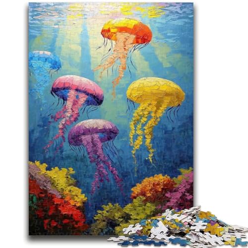 Puzzle für Teenager, Quallen-Ölgemälde, Familienunterhaltungsspielzeug, Lernspiel für Geburtstag, Weihnachten, für Kinder ab 14 Jahren, 50x75cm von ZKYUBEK