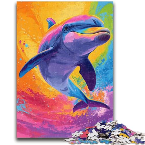 Puzzle für Teenager, Regenbogendelfin, für Kinder ab 14 Jahren, Heimdekoration, als Geschenk für die ganze Familie und Freunde, 50x75cm Puzzle für Teenager, Regenbogendelfin, für Kinder ab 14 Jahren, Heimdekoration, als Geschenk für die ganze Familie und Freunde, 50x75cm von ZKYUBEK