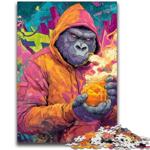 Puzzle für Teenager, Smoky Chimpanzee, Familienunterhaltungsspielzeug, Lernspiel für Geburtstag, Weihnachten, für Kinder ab 14 Jahren, 50x75cm von ZKYUBEK