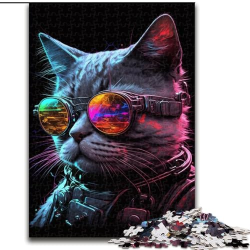 Puzzle mit 1000 Teilen, Bunte Brillenkatze, schwierige Puzzles für Erwachsene, Größe 50x75cm, für Heimdekoration, Gehirntraining von ZKYUBEK