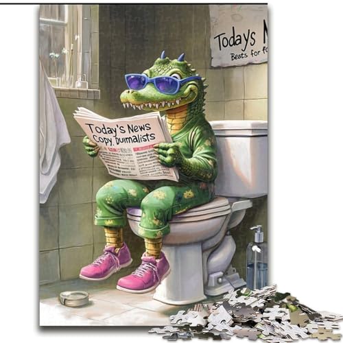 Puzzle mit 1000 Teilen, Crocodile Go Toilet, Karton, Puzzlegröße 26x38cm, Spaß für die ganze Familie, Herausforderung für das Gehirn, Teenager von ZKYUBEK