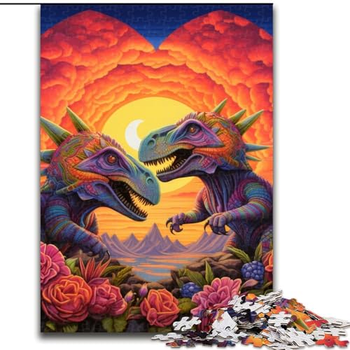 Puzzle mit 1000 Teilen, Dinosaurier-Kunstpuzzle für Erwachsene, Größe 26x38cm, Entspannung und Herausforderung, farbenfrohe Kunst zur Heimdekoration, Freunde Puzzle mit 1000 Teilen, Dinosaurier-Kunstpuzzle für Erwachsene, Größe 26x38cm, Entspannung und Herausforderung, farbenfrohe Kunst zur Heimdekoration, Freunde von ZKYUBEK