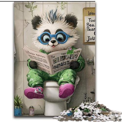 Puzzle mit 1000 Teilen, Panda Go Toilet, Karton, Puzzlegröße 26x38cm, Spaß für die ganze Familie, Herausforderung für das Gehirn, Teenager von ZKYUBEK