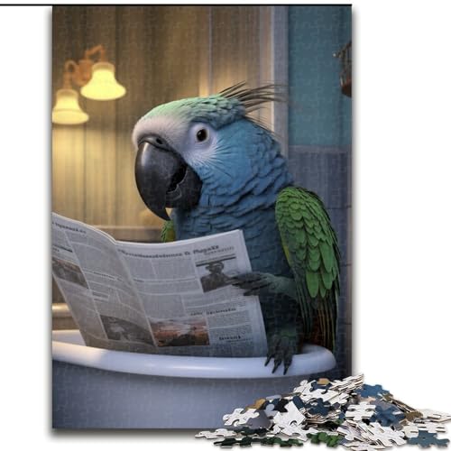 Puzzle mit 1000 Teilen, Papagei liest Zeitung, Holzpuzzle für Erwachsene, Größe 50x75cm, Heimdekoration und Urlaubsspaß von ZKYUBEK