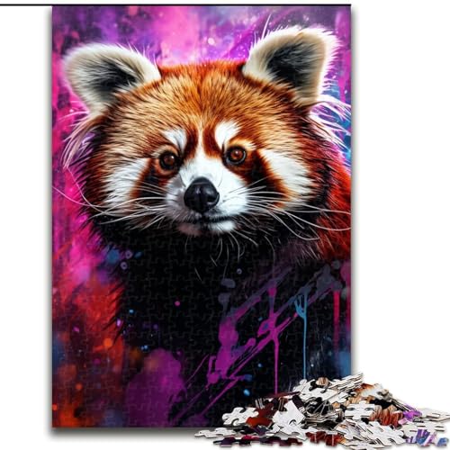 Puzzle mit 1000 Teilen, bunter roter Panda, Karton, Puzzlegröße 26x38cm, anspruchsvolles DIY-Denkspiel, perfektes Familienspiel oder dekoratives Geschenk von ZKYUBEK