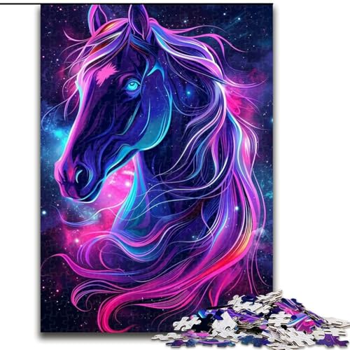 Puzzle mit 1000 Teilen, verträumtes lila Pferd, Kartonpuzzle, Größe 26x38cm, anspruchsvolles DIY-Denkspiel, perfektes Familienspiel oder dekoratives Geschenk von ZKYUBEK