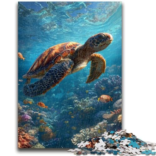 Puzzle mit 1000 Teilen „Ocean Turtle“, anspruchsvolles Spiel und Familienspiel mit passendem Poster und Quizblatt, 26x38cm von ZKYUBEK