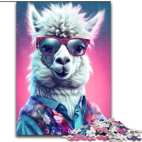 Puzzle mit 1000 Teilen für Erwachsene, Alpaka-Pink, Größe 26x38cm, anspruchsvolles Denkspiel für Teenager, unterhaltsames interaktives Spiel für die ganze Familie von ZKYUBEK