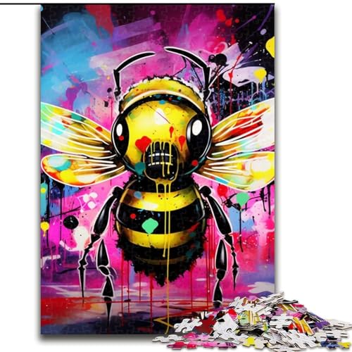 Puzzle mit 1000 Teilen für Erwachsene, Bienen-Graffiti-Kunst, Größe 26x38cm, anspruchsvolles Denkspiel – entspannendes Spielzeug für Teenager von ZKYUBEK
