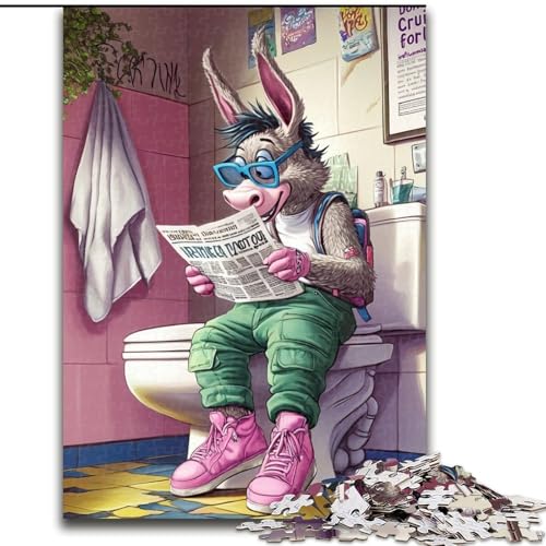 Puzzle mit 1000 Teilen für Erwachsene, Donkey Go Toilet, Papppuzzle für Erwachsene, Größe 26x38cm, kreatives Familienspiel und Heimdekoration, Teenager von ZKYUBEK