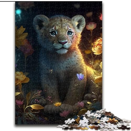 Puzzle mit 1000 Teilen für Erwachsene, Fantasie-Löwe, Holzpuzzle, Größe 50x75cm, ideal für Familienspaß, Entspannung von ZKYUBEK