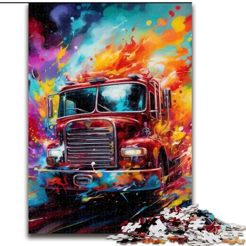 Puzzle mit 1000 Teilen für Erwachsene, Feuerwehrauto-Puzzle, Größe 50x75cm, anspruchsvolles Denkspiel – entspannendes Spielzeug für Teenager von ZKYUBEK