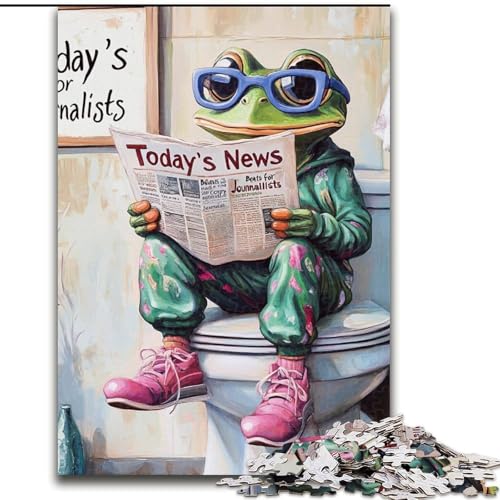 Puzzle mit 1000 Teilen für Erwachsene, Frosch-Toiletten-Puzzle, Größe 50x75cm, anspruchsvolles Denkspiel – entspannendes Spielzeug für Teenager von ZKYUBEK