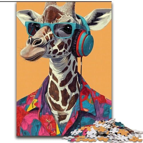 Puzzle mit 1000 Teilen für Erwachsene, Giraffe hört Musik, Papppuzzle für Erwachsene, 26x38cm, ideal für Familienspaß, Entspannung Puzzle mit 1000 Teilen für Erwachsene, Giraffe hört Musik, Papppuzzle für Erwachsene, 26x38cm, ideal für Familienspaß, Entspannung von ZKYUBEK