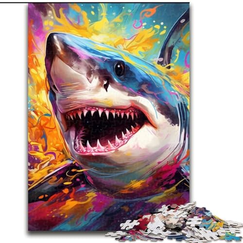 Puzzle mit 1000 Teilen für Erwachsene, Hai-Puzzle aus Karton, Größe 26x38cm, anspruchsvolles DIY-Denkspiel für Teenager von ZKYUBEK