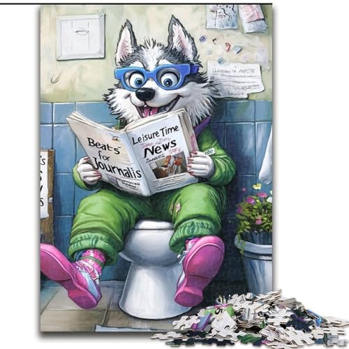 Puzzle mit 1000 Teilen für Erwachsene, Husky Go Toilet-Puzzle, Größe 50x75cm, anspruchsvolles Denkspiel – entspannendes Spielzeug für Teenager Puzzle mit 1000 Teilen für Erwachsene, Husky Go Toilet-Puzzle, Größe 50x75cm, anspruchsvolles Denkspiel – entspannendes Spielzeug für Teenager von ZKYUBEK