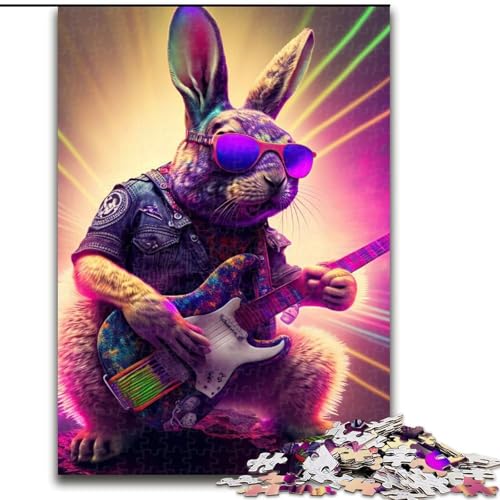 Puzzle mit 1000 Teilen für Erwachsene, Kaninchen, Gitarre, Tier, Holzpuzzle, Größe 50x75cm, perfekt als Geburtstags-, Weihnachts Puzzle mit 1000 Teilen für Erwachsene, Kaninchen, Gitarre, Tier, Holzpuzzle, Größe 50x75cm, perfekt als Geburtstags-, Weihnachts von ZKYUBEK