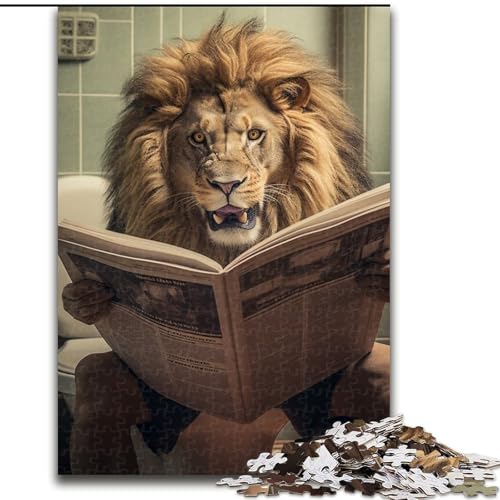 Puzzle mit 1000 Teilen für Erwachsene, Löwe liest Zeitung, Karton, Puzzlegröße 26x38cm, ideal für Familienspaß, Entspannung von ZKYUBEK